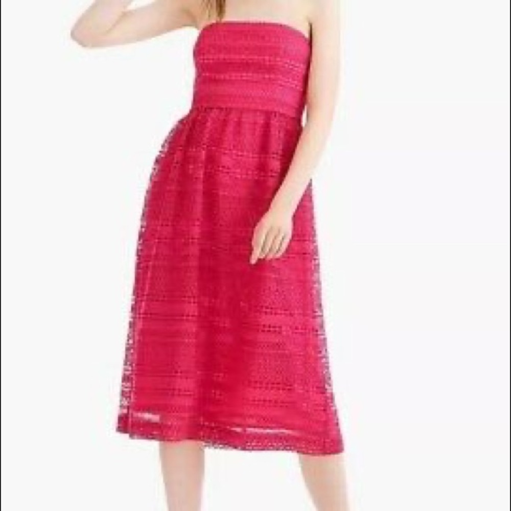 J. Crew strapless mixed lace midi dress 4